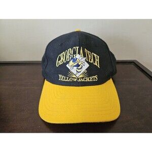 Vintage 1984 Signatures Georgia Tech Yellow Jackets Blue Yellow SnapBack Hat